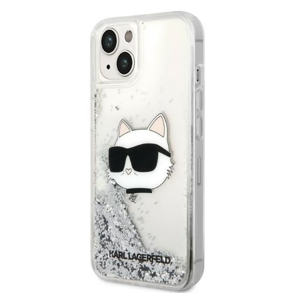 Ovitek za Apple iPhone 14 Plus, Karl Lagerfeld, Glitter Choupette's Head, Srebrn.