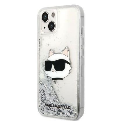 Ovitek za Apple iPhone 14 Plus, Karl Lagerfeld, Glitter Choupette's Head, Srebrn.
