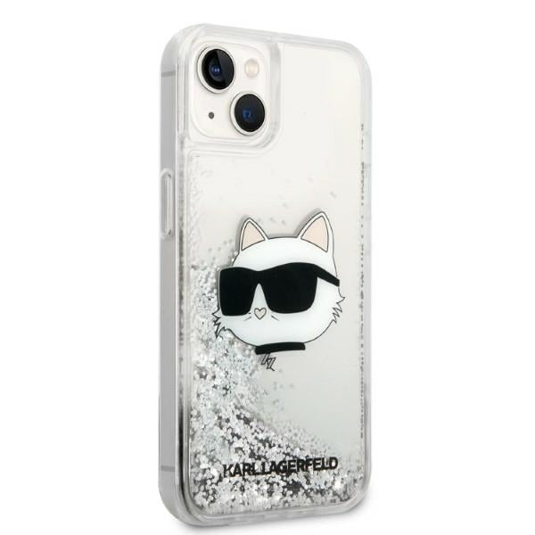 Ovitek za Apple iPhone 14 Plus, Karl Lagerfeld, Glitter Choupette's Head, Srebrn.