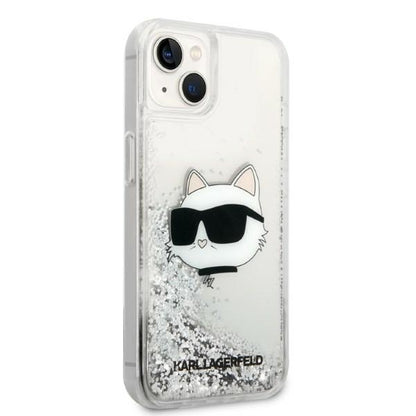 Ovitek za Apple iPhone 14 Plus, Karl Lagerfeld, Glitter Choupette's Head, Srebrn.