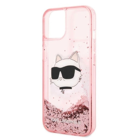 Ovitek za Apple iPhone 14 Plus, Karl Lagerfeld, Glitter Choupette's Head, Roza
