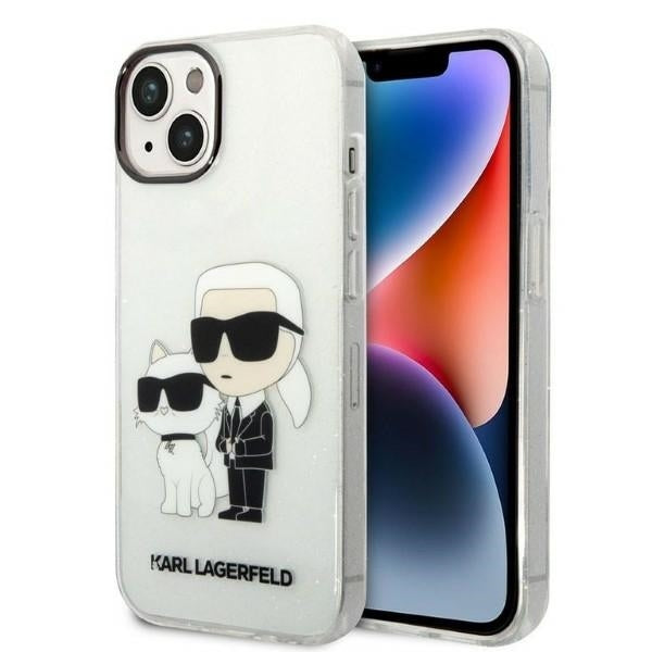Ovitek za Apple iPhone 14 Plus, Karl Lagerfeld, Glitter Karl & Choupette, Prozoren
