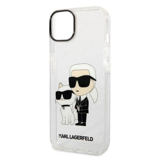 Ovitek za Apple iPhone 14 Plus, Karl Lagerfeld, Glitter Karl & Choupette, Prozoren