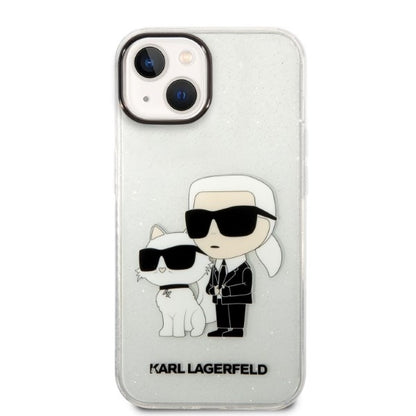 Ovitek za Apple iPhone 14 Plus, Karl Lagerfeld, Glitter Karl & Choupette, Prozoren