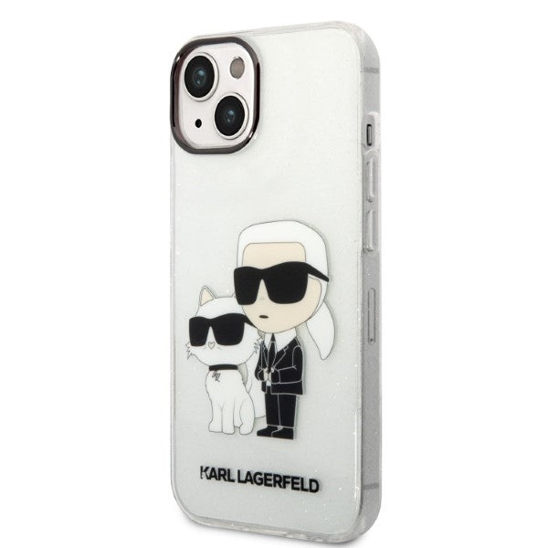 Ovitek za Apple iPhone 14 Plus, Karl Lagerfeld, Glitter Karl & Choupette, Prozoren
