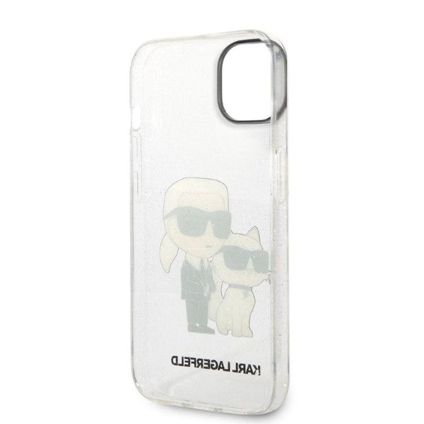 Ovitek za Apple iPhone 14 Plus, Karl Lagerfeld, Glitter Karl & Choupette, Prozoren