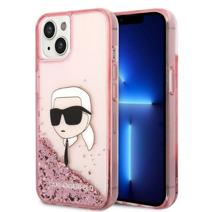 Ovitek za Apple iPhone 14 Plus, Karl Lagerfeld, Glitter Karl's Head, Roza
