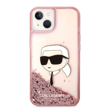 Ovitek za Apple iPhone 14 Plus, Karl Lagerfeld, Glitter Karl's Head, Roza
