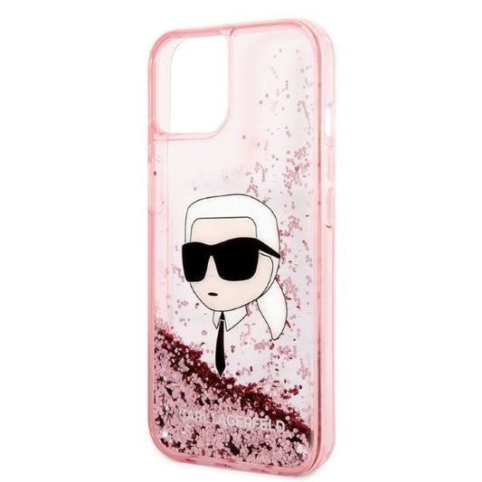 Ovitek za Apple iPhone 14 Plus, Karl Lagerfeld, Glitter Karl's Head, Roza