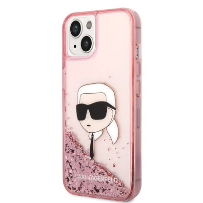 Ovitek za Apple iPhone 14 Plus, Karl Lagerfeld, Glitter Karl's Head, Roza