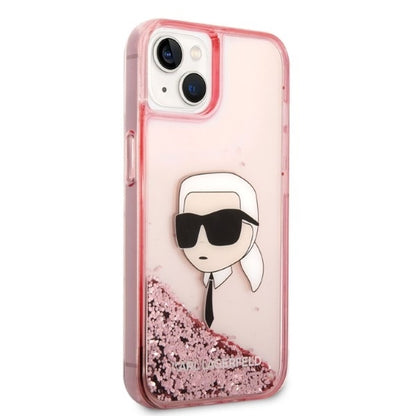 Ovitek za Apple iPhone 14 Plus, Karl Lagerfeld, Glitter Karl's Head, Roza