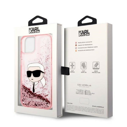 Ovitek za Apple iPhone 14 Plus, Karl Lagerfeld, Glitter Karl's Head, Roza