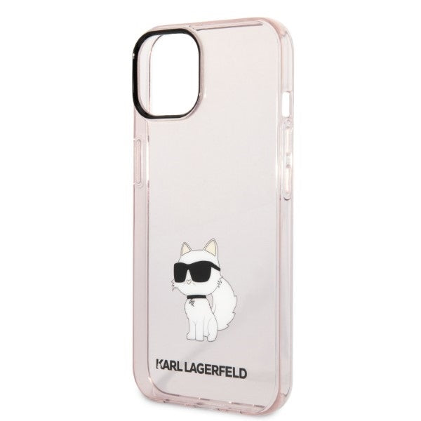 Ovitek za Apple iPhone 14 Plus, Karl Lagerfeld, Ikonik Choupette, Roza
