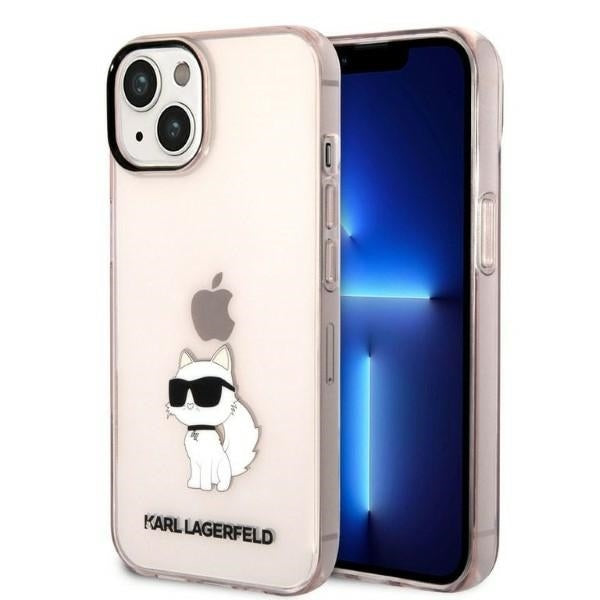 Ovitek za Apple iPhone 14 Plus, Karl Lagerfeld, Ikonik Choupette, Roza
