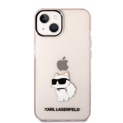 Ovitek za Apple iPhone 14 Plus, Karl Lagerfeld, Ikonik Choupette, Roza