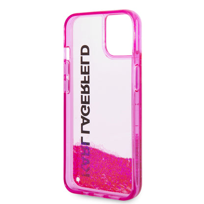 Ovitek za Apple iPhone 14 Plus, Karl Lagerfeld, Liquid Glitter KL Logo, Roza
