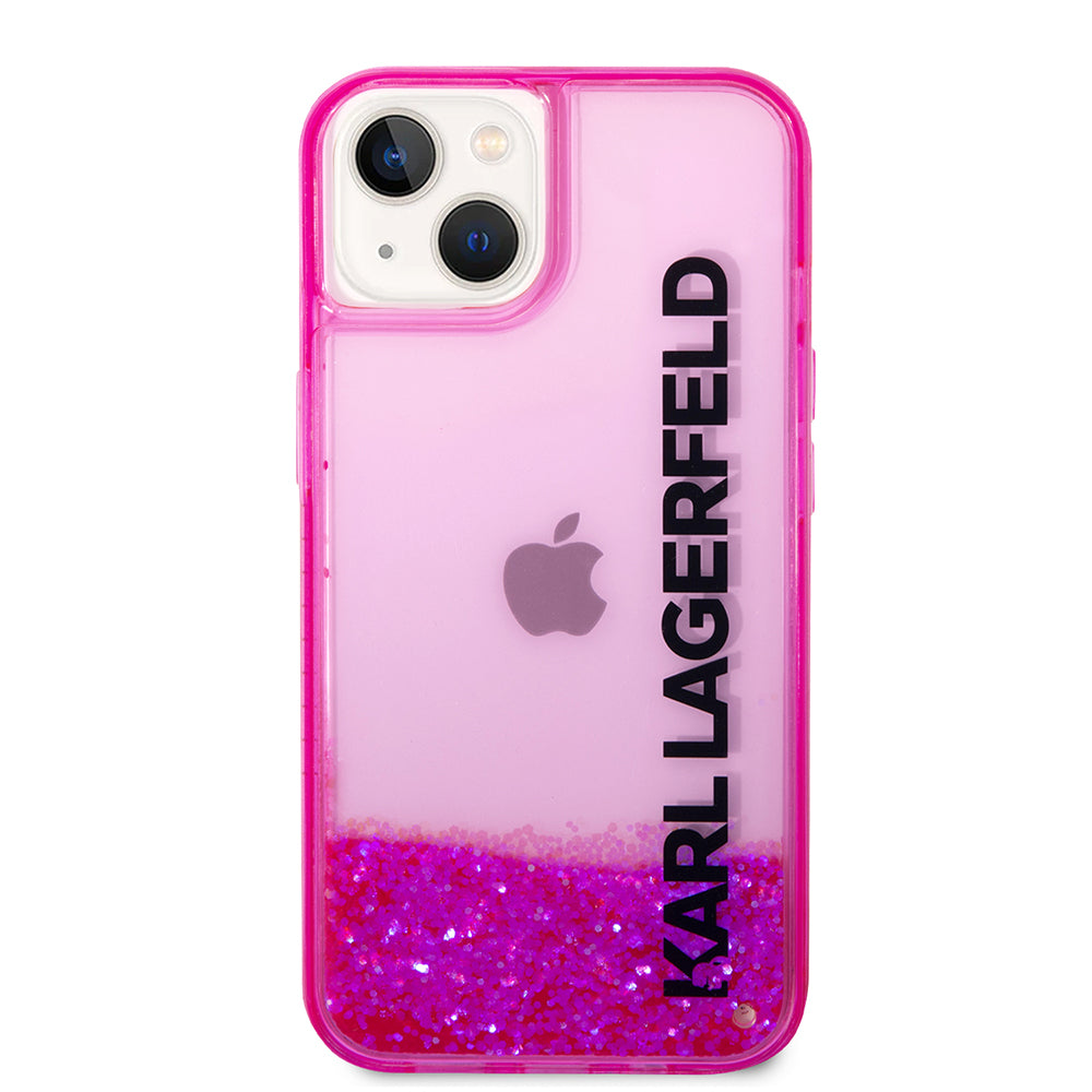 Ovitek za Apple iPhone 14 Plus, Karl Lagerfeld, Liquid Glitter KL Logo, Roza