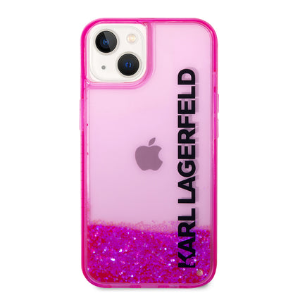Ovitek za Apple iPhone 14 Plus, Karl Lagerfeld, Liquid Glitter KL Logo, Roza