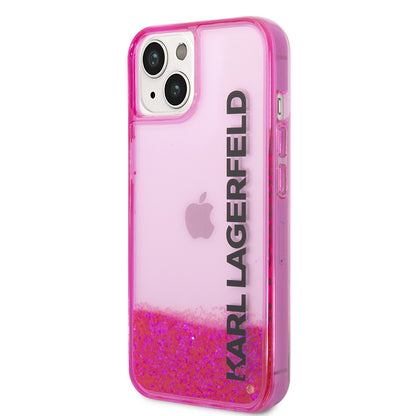 Ovitek za Apple iPhone 14 Plus, Karl Lagerfeld, Liquid Glitter KL Logo, Roza