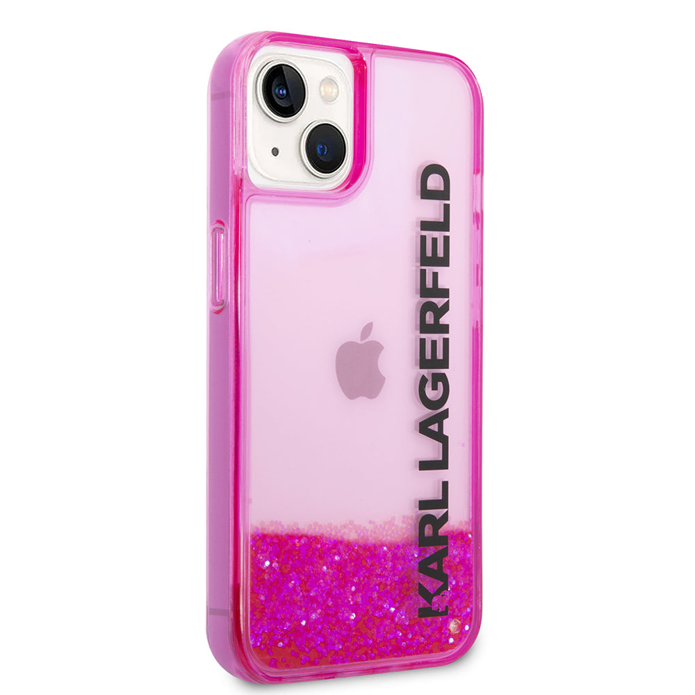 Ovitek za Apple iPhone 14 Plus, Karl Lagerfeld, Liquid Glitter KL Logo, Roza
