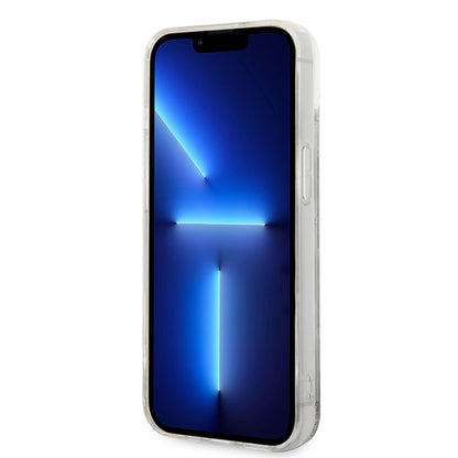 Ovitek za Apple iPhone 14 Plus, Karl Lagerfeld, Liquid Glitter Monogram, Srebrn.