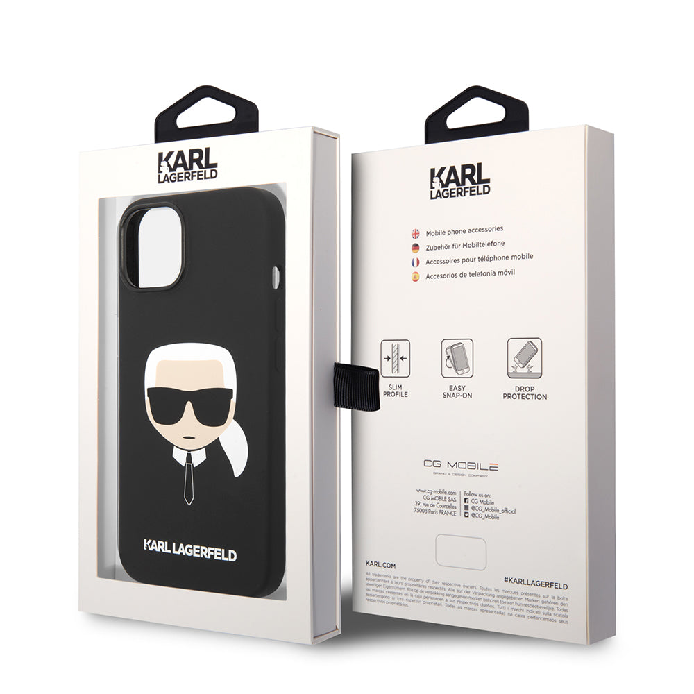 Ovitek za Apple iPhone 14 Plus, Karl Lagerfeld, Silicone Karl's Head, črn