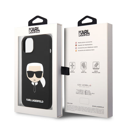 Ovitek za Apple iPhone 14 Plus, Karl Lagerfeld, Silicone Karl's Head, črn