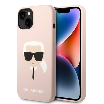 Ovitek za Apple iPhone 14 Plus, Karl Lagerfeld, Silicone Karl's Head, Roza
