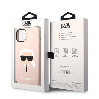 Ovitek za Apple iPhone 14 Plus, Karl Lagerfeld, Silicone Karl's Head, Roza