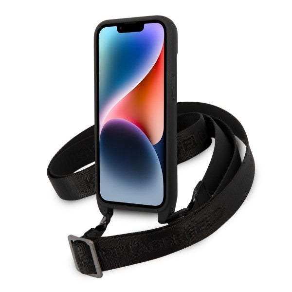 Ovitek za Apple iPhone 14 Plus, Karl Lagerfeld, Monogram Ikonik Karl, Bela