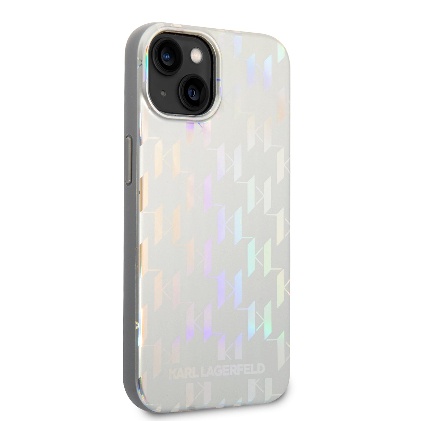 Ovitek za Apple iPhone 14 Plus, Karl Lagerfeld, Monogram Iridescent, Srebrn.