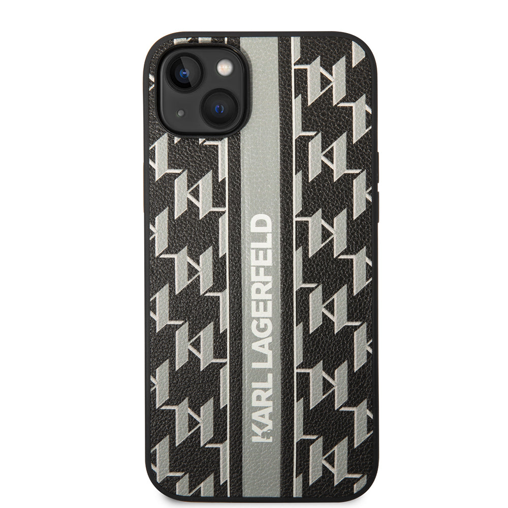 Ovitek za Apple iPhone 14 Plus, Karl Lagerfeld, Monogram Stripe, Siv