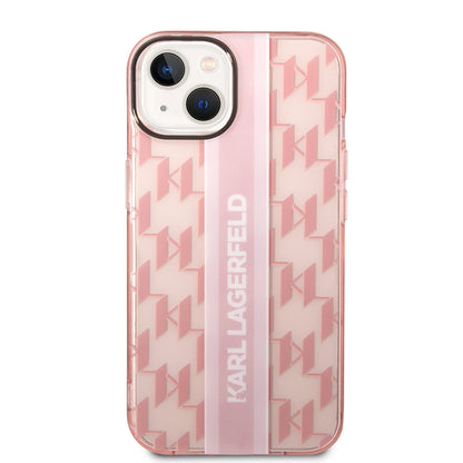 Ovitek za Apple iPhone 14 Plus, Karl Lagerfeld, Monogram Stripe, Roza