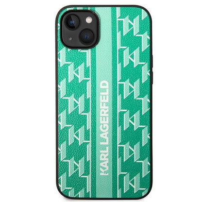 Ovitek za Apple iPhone 14 Plus, Karl Lagerfeld, Monogram Stripe, Zelen