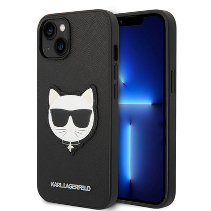 Ovitek za Apple iPhone 14 Plus, Karl Lagerfeld, Saffiano Choupette's Head, črn