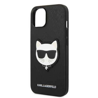 Ovitek za Apple iPhone 14 Plus, Karl Lagerfeld, Saffiano Choupette's Head, črn
