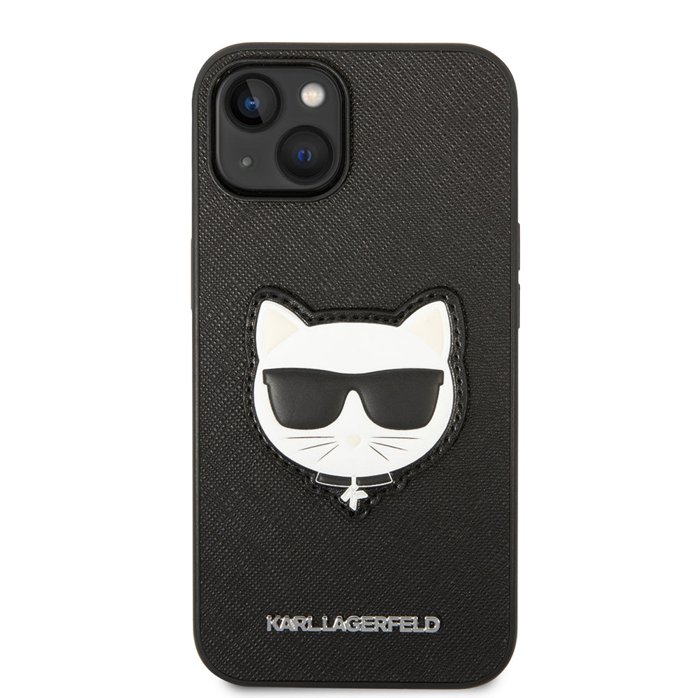 Ovitek za Apple iPhone 14 Plus, Karl Lagerfeld, Saffiano Choupette's Head, črn