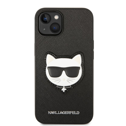 Ovitek za Apple iPhone 14 Plus, Karl Lagerfeld, Saffiano Choupette's Head, črn