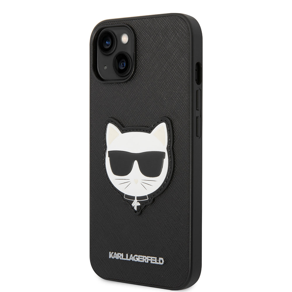 Ovitek za Apple iPhone 14 Plus, Karl Lagerfeld, Saffiano Choupette's Head, črn