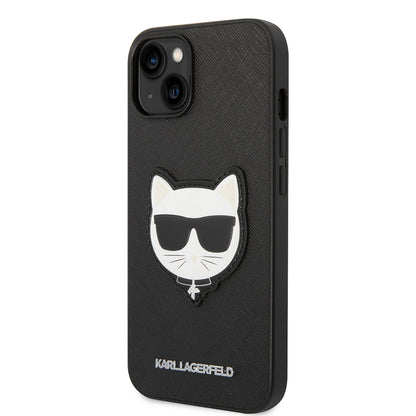 Ovitek za Apple iPhone 14 Plus, Karl Lagerfeld, Saffiano Choupette's Head, črn