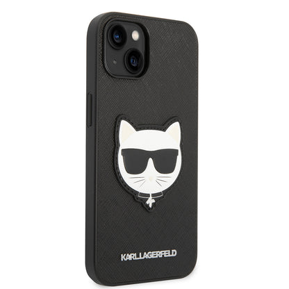 Ovitek za Apple iPhone 14 Plus, Karl Lagerfeld, Saffiano Choupette's Head, črn