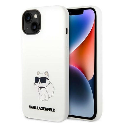Ovitek za Apple iPhone 14 Plus, Karl Lagerfeld, Silicone Choupette, Bela