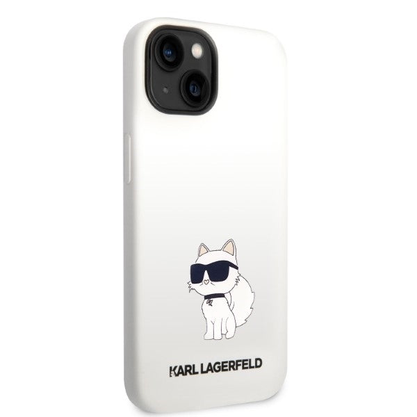 Ovitek za Apple iPhone 14 Plus, Karl Lagerfeld, Silicone Choupette, Bela