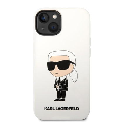Ovitek za Apple iPhone 14 Plus, Karl Lagerfeld, Silicone Ikonik Karl, Bela