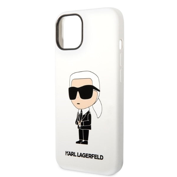 Ovitek za Apple iPhone 14 Plus, Karl Lagerfeld, Silicone Ikonik Karl, Bela