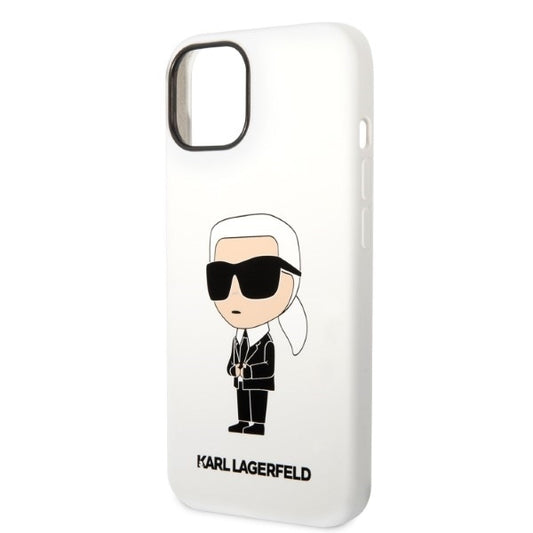 Ovitek za Apple iPhone 14 Plus, Karl Lagerfeld, Silicone Ikonik Karl, Bela