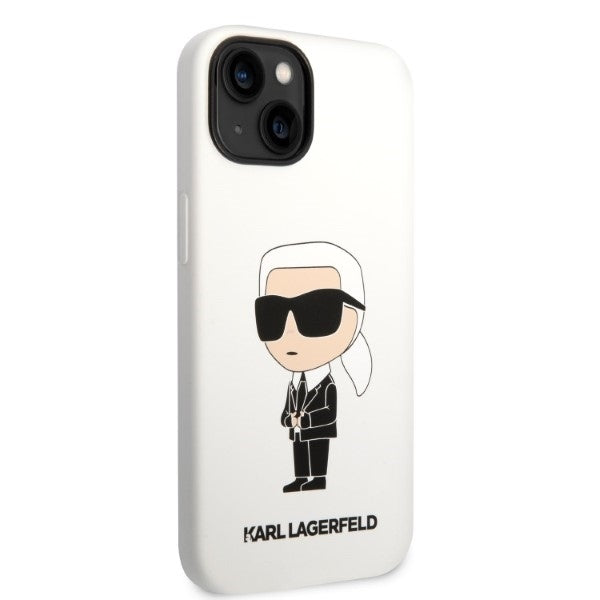 Ovitek za Apple iPhone 14 Plus, Karl Lagerfeld, Silicone Ikonik Karl, Bela