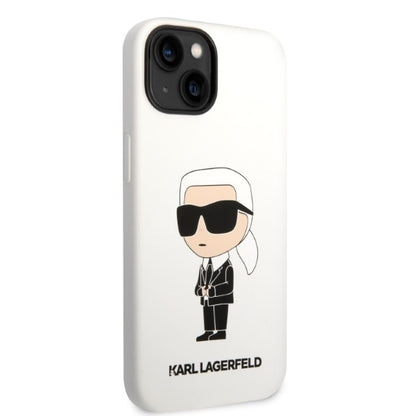 Ovitek za Apple iPhone 14 Plus, Karl Lagerfeld, Silicone Ikonik Karl, Bela