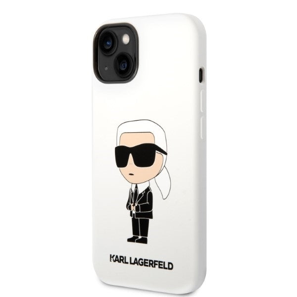 Ovitek za Apple iPhone 14 Plus, Karl Lagerfeld, Silicone Ikonik Karl, Bela