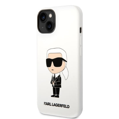 Ovitek za Apple iPhone 14 Plus, Karl Lagerfeld, Silicone Ikonik Karl, Bela